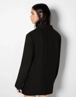 BERSHKA Blazer tailoring boutons Noir Flash Sale