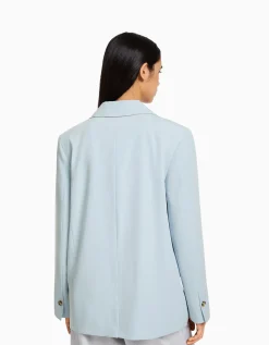 BERSHKA Blazer tailoring croisé regular fit coupe féminine Sable Shop