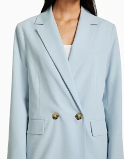BERSHKA Blazer tailoring croisé regular fit coupe féminine Sable Shop