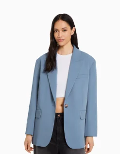 BERSHKA Blazer tailoring oversize coupe masculine Kaki New