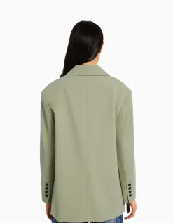 BERSHKA Blazer tailoring oversize coupe masculine Kaki Fashion