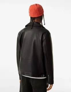 BERSHKA Blouson biker similicuir Noir Best
