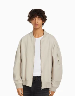 BERSHKA Blouson bomber coton Bleu clair Shop