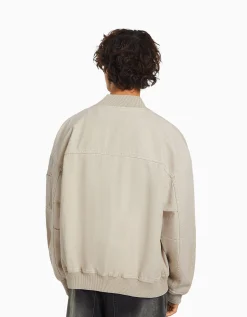 BERSHKA Blouson bomber coton Bleu clair Shop