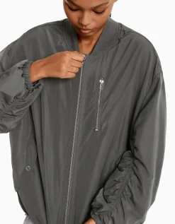 BERSHKA Blouson bomber effet nylon Gris Online