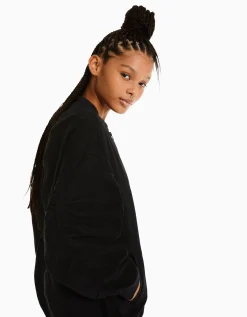 BERSHKA Blouson bomber gathering Noir Online