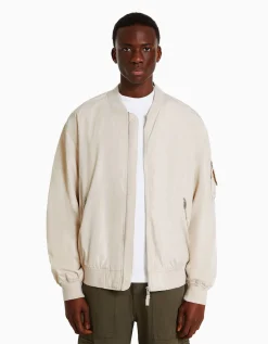 BERSHKA Blouson bomber léger Bleu turquoise Online