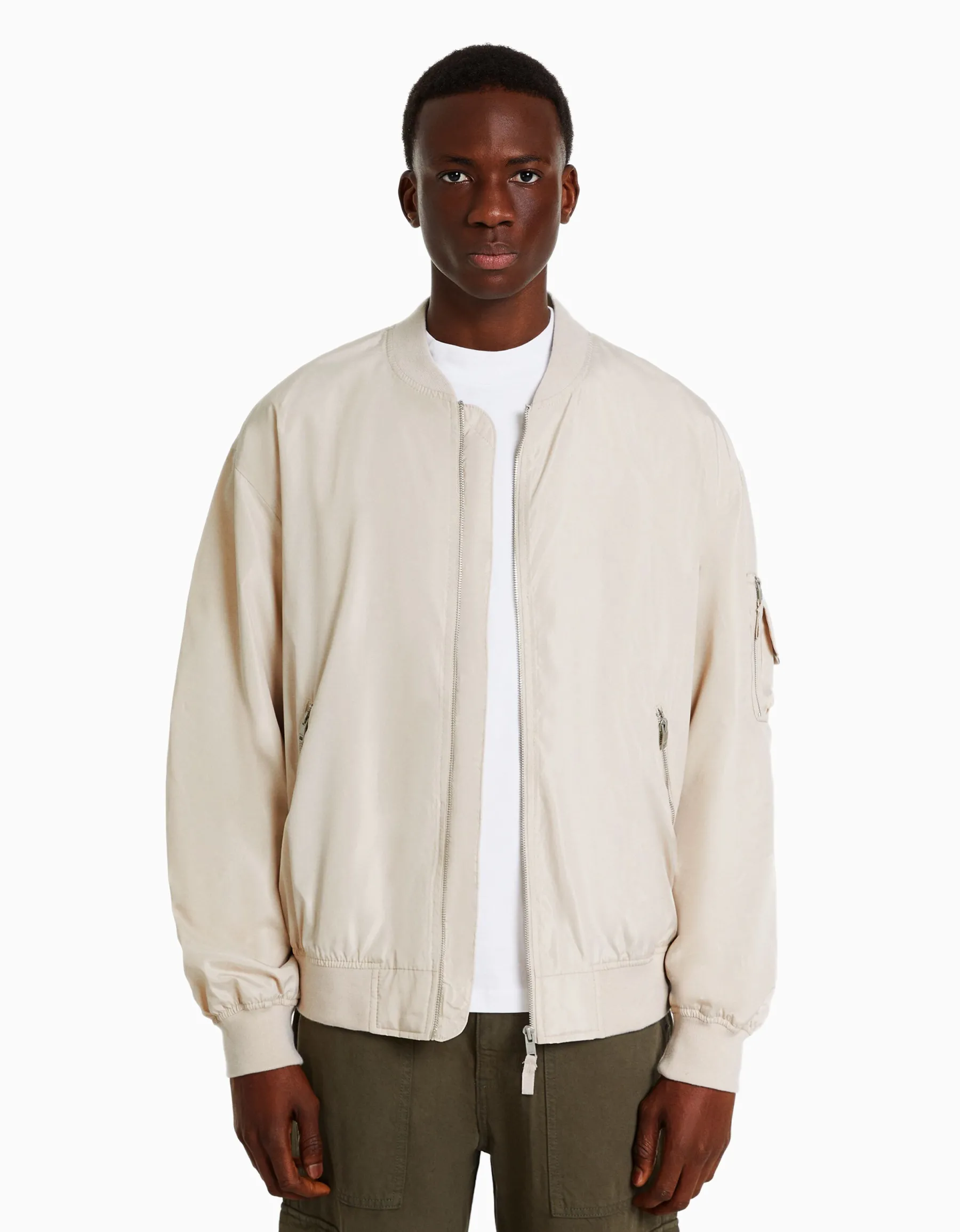 BERSHKA Blouson bomber léger Bleu turquoise Online