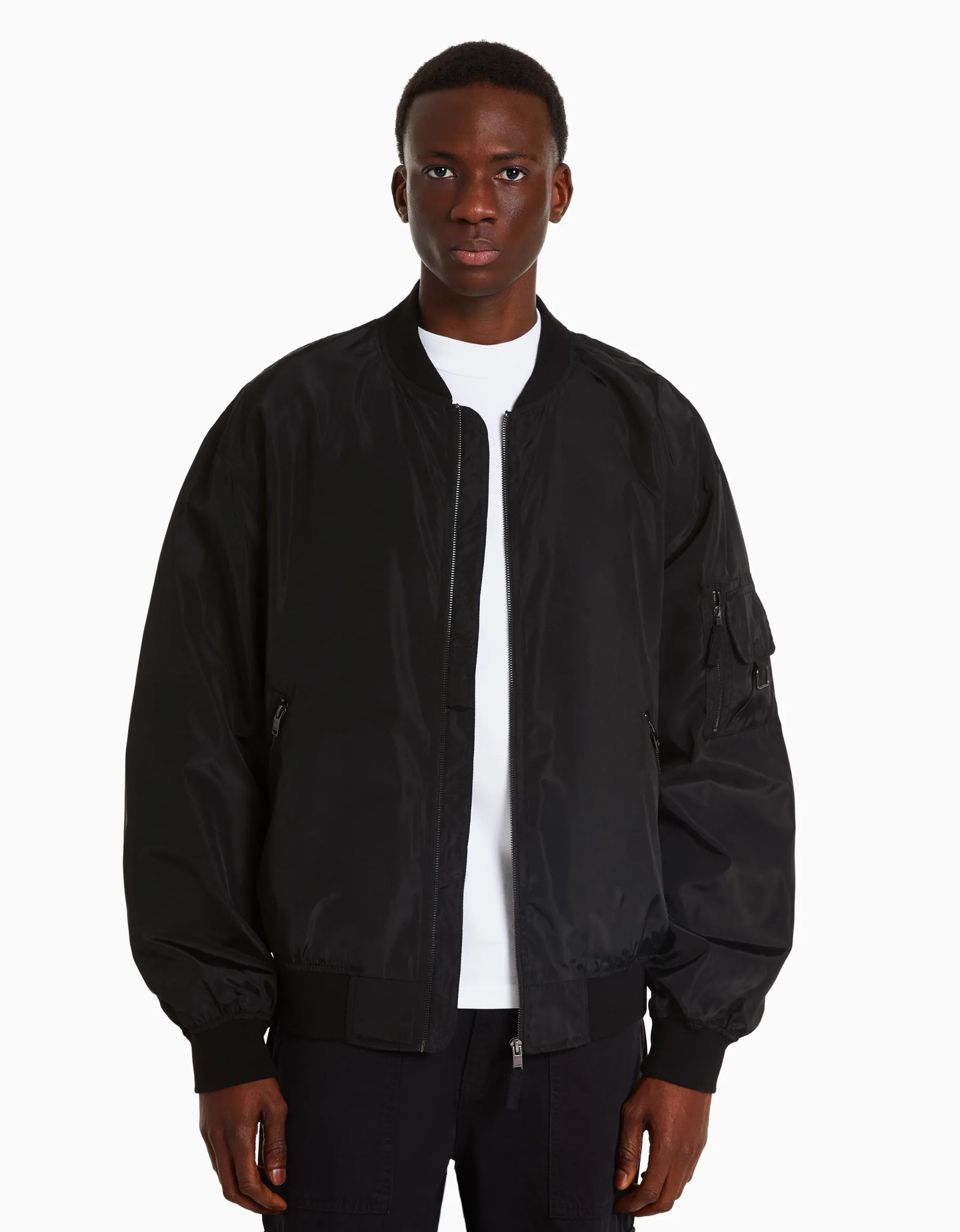 BERSHKA Blouson bomber léger Bleu turquoise Store