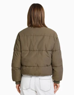 BERSHKA Blouson bomber matelassé Noir Outlet