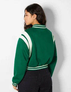 BERSHKA Blouson cropped varsity Violet Flash Sale