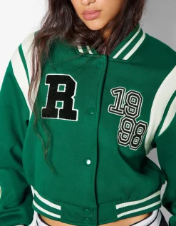 BERSHKA Blouson cropped varsity Violet Flash Sale