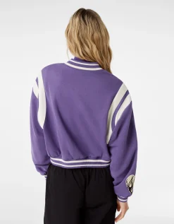 BERSHKA Blouson cropped varsity Violet Store