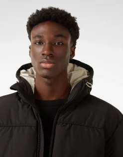 BERSHKA Blouson doudoune capuche Blanc Store