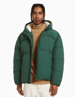 BERSHKA Blouson doudoune capuche Blanc Outlet