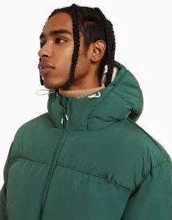 BERSHKA Blouson doudoune capuche Blanc Outlet