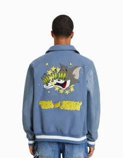 BERSHKA Blouson empiècements Tom & Jerry Bleu Hot