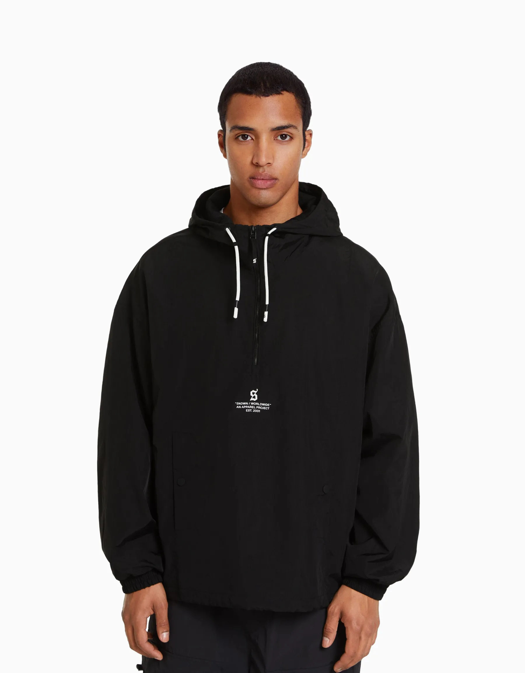 BERSHKA Blouson fin capuche effet nylon Lime Shop