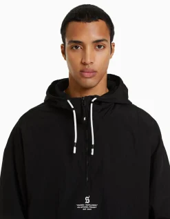 BERSHKA Blouson fin capuche effet nylon Lime Shop