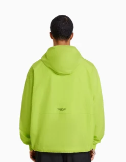 BERSHKA Blouson fin capuche effet nylon Lime Outlet