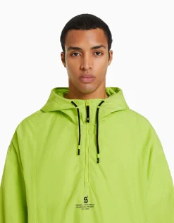 BERSHKA Blouson fin capuche effet nylon Lime Outlet