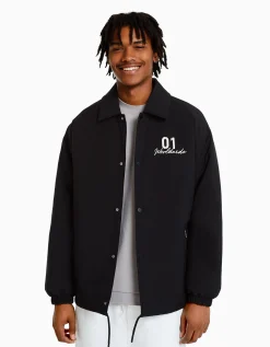 BERSHKA Blouson imprimé dos Noir Shop