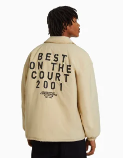 BERSHKA Blouson imprimé dos Camel Fashion