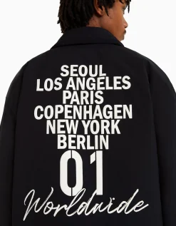 BERSHKA Blouson imprimé dos Camel Online
