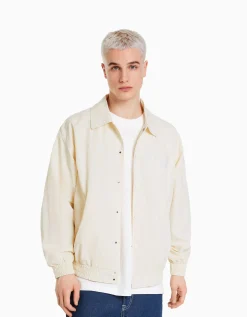 BERSHKA Blouson léger effet nylon Marine New