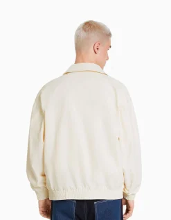 BERSHKA Blouson léger effet nylon Marine New