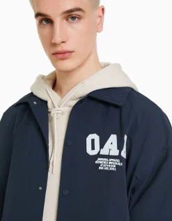 BERSHKA Blouson léger effet nylon Marine Cheap