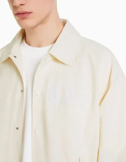 BERSHKA Blouson léger effet nylon Marine Clearance