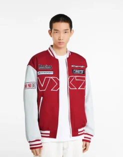 BERSHKA Blouson racing effet nylon Rouge New