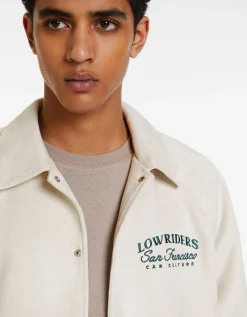 BERSHKA Blouson suédine brodé Camel Clearance