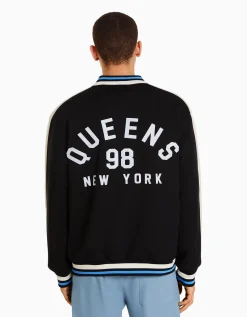 BERSHKA Blouson suédine empiècement Noir Cheap