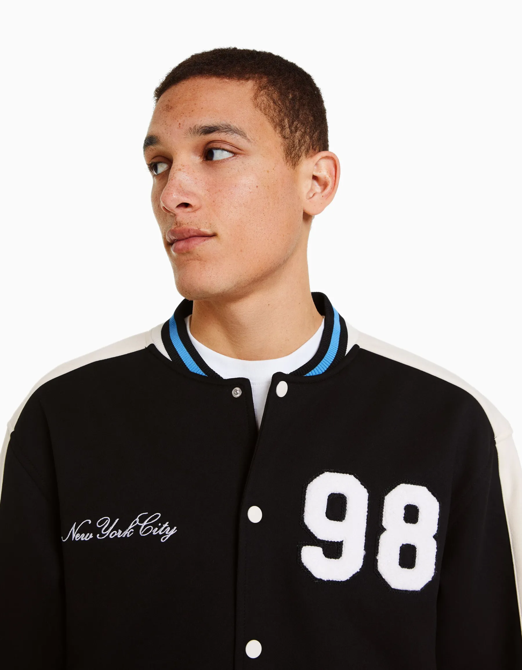 BERSHKA Blouson suédine empiècement Noir Cheap