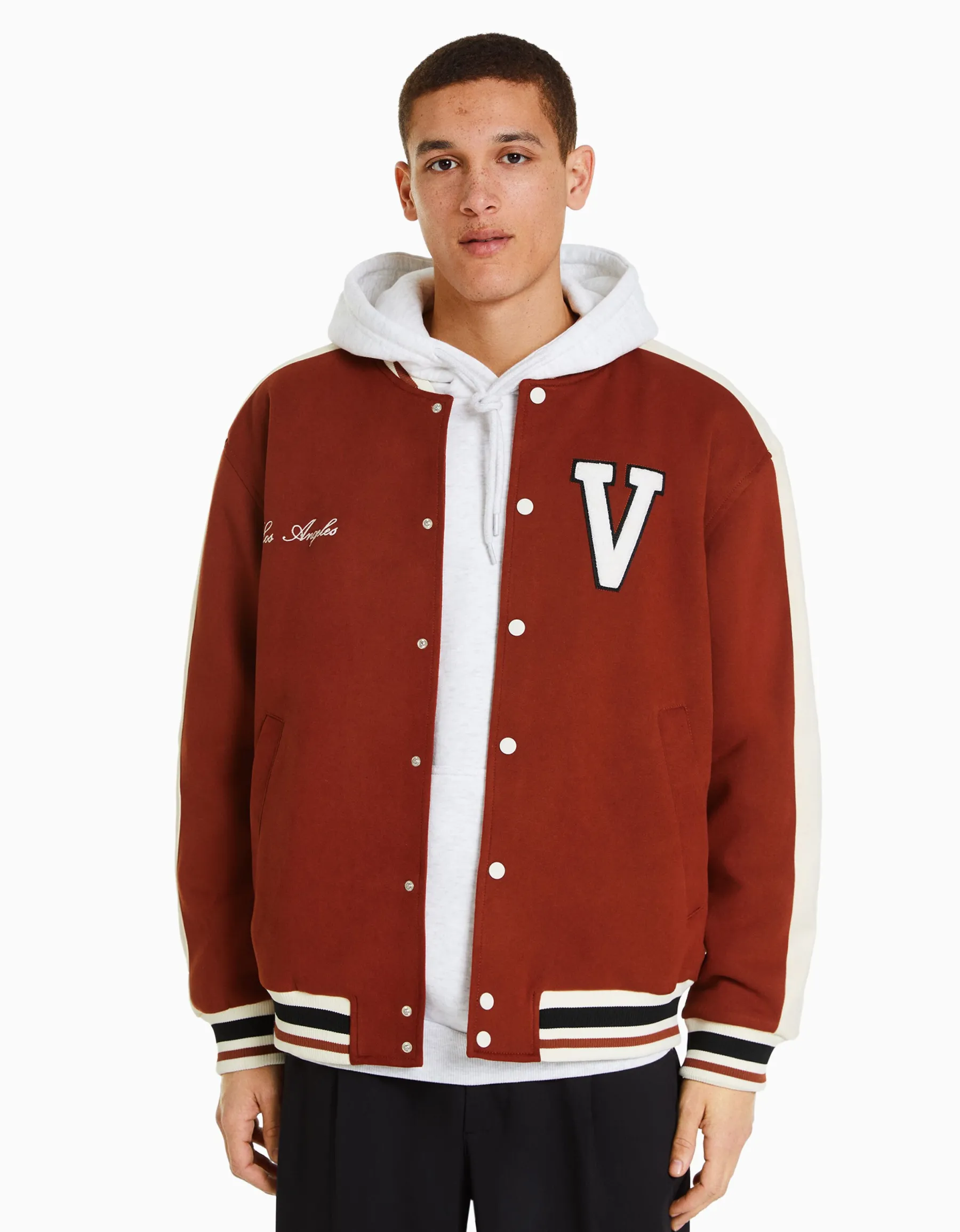 BERSHKA Blouson suédine empiècement Orange foncé Flash Sale
