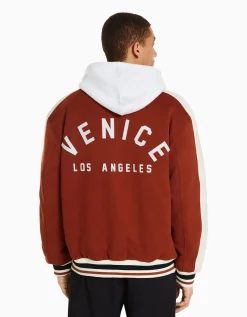 BERSHKA Blouson suédine empiècement Orange foncé Flash Sale