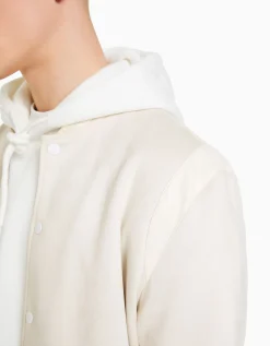 BERSHKA Blouson suédine et similicuir Écru Store