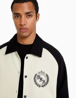 BERSHKA Blouson tissu contraste Camel Fashion