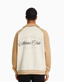 BERSHKA Blouson tissu contraste Camel Online