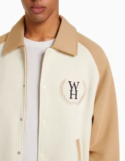 BERSHKA Blouson tissu contraste Camel Online