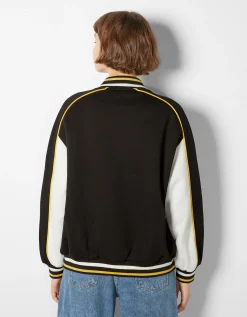 BERSHKA Blouson varsity Noir Store