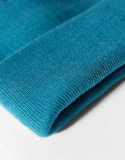 BERSHKA Bonnet bord-côte Bleu turquoise Discount