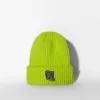 BERSHKA Bonnet broderie funny Lime Flash Sale