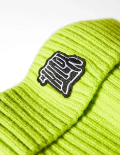 BERSHKA Bonnet broderie funny Lime Flash Sale