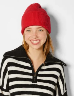 BERSHKA Bonnet coloré Rouge Cheap