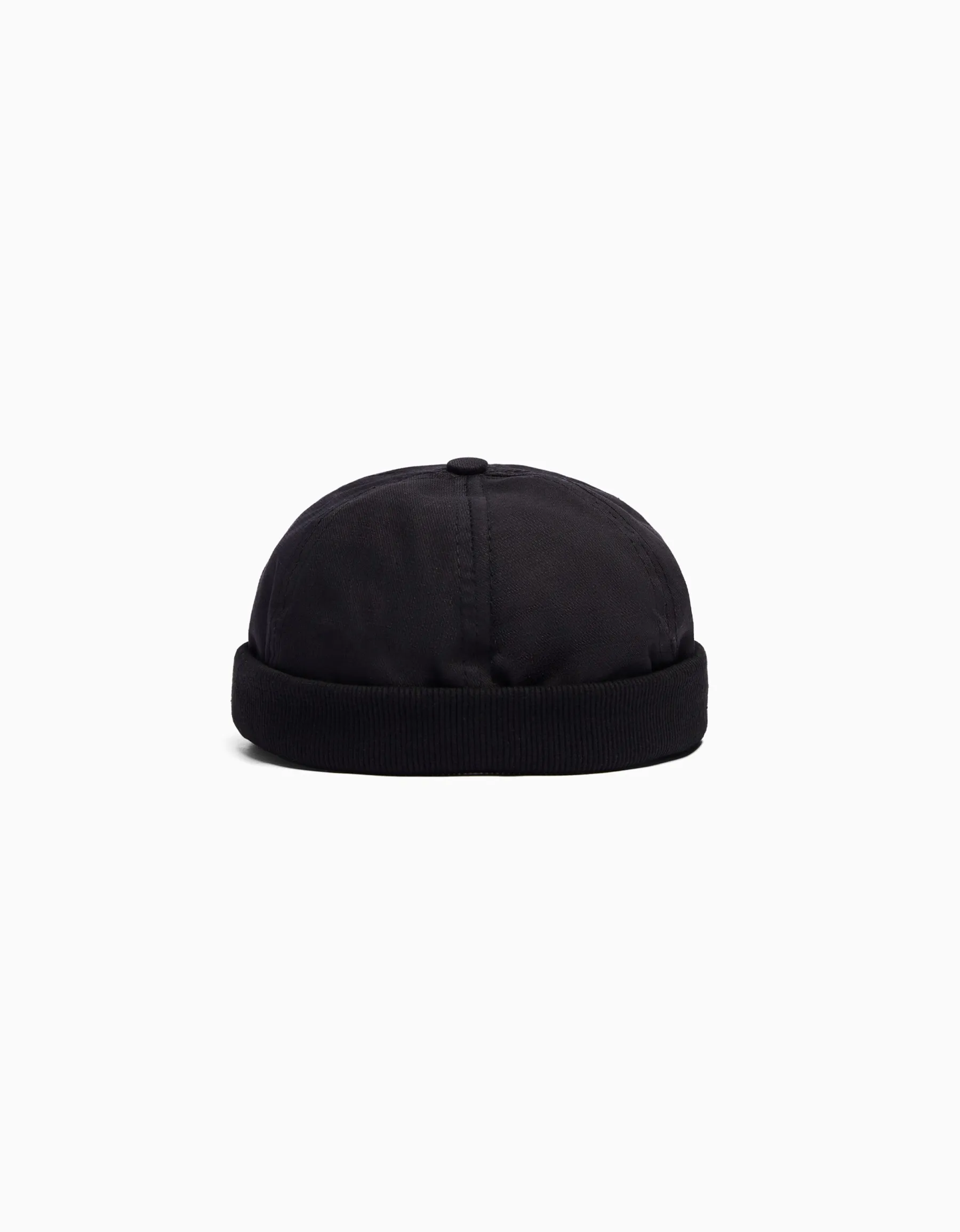 BERSHKA Bonnet court bord-côte Noir Best Sale