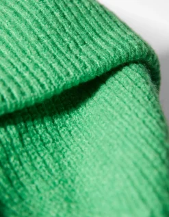 BERSHKA Bonnet maille bord-côte Vert Cheap