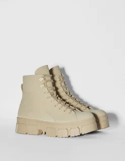 BERSHKA Bottes à lacets semelle crantée homme Sable Best